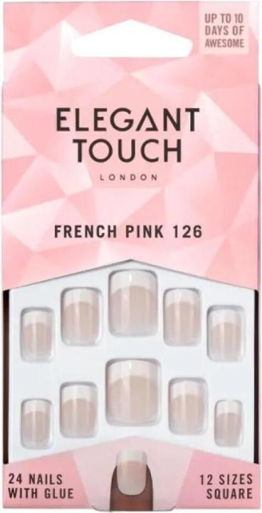 Elegant Touch Natural French Nails 126 Kurz (Kunstnägel, Pink)