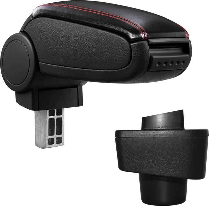 Actual product image Pro-Tec Centre armrest Renault Captur with storage compartment imitation leather black with red stitching