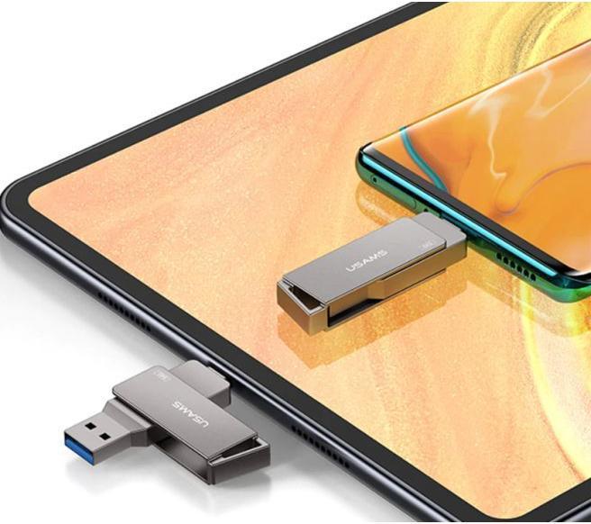 Image du produit Usams Lecteur flash USB-C + USB 3.0 rotatif haute vitesse (256 Go, USB 3.0)