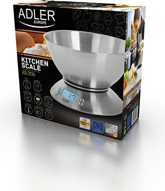 Actual product image Adler AD 3166 Kitchen Scale Stainless Steel Worktop Oval Electronic Kitchen Scale