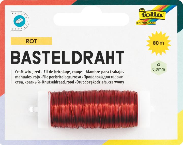 Actual product image Folia Craft wire stainless, 0,3mmx80m, red (80 m)