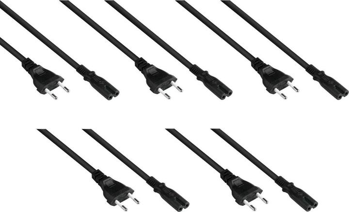 Actual product image Varia Euro mains cable Euro plug type C to C7Euro 8 socket, black, 0.75mm, 1.8m - 5e (1.80 m)