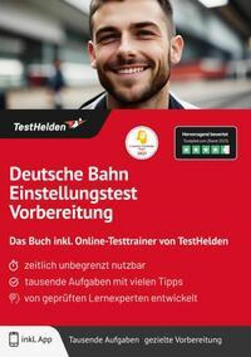 Image du produit Deutsche Bahn Einstellungstest Vorbereitung: Das Buch inkl. Online-Testtrainer von TestHelden (Allemand, Tom Wenk, 2025)