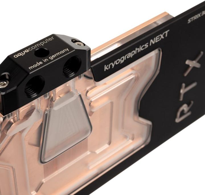 Actual product image Aqua Computer kryographics NEXT RTX 3080 / 3090 Strix GPU Water Cooler - Copper + Acrylic