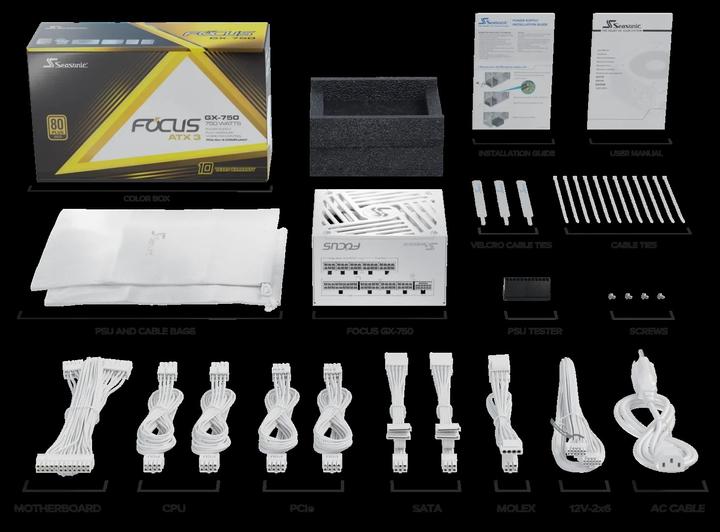 Actual product image Seasonic Focus GX-750 V4 750W ATX3.0 white (750 W)