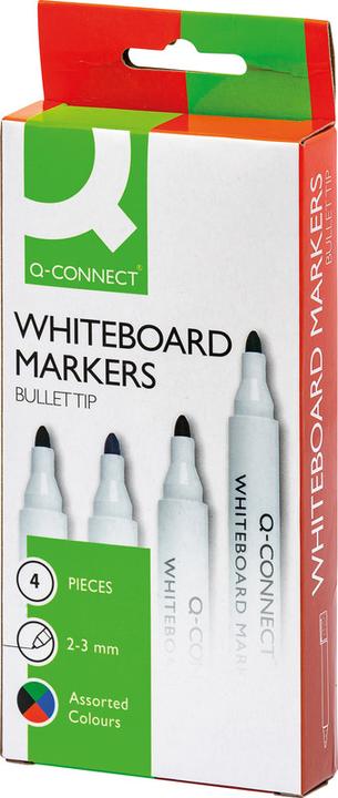 Q-Connect Marqueurs pour tableau blanc (Multicolore, 2 mm, 4 x)