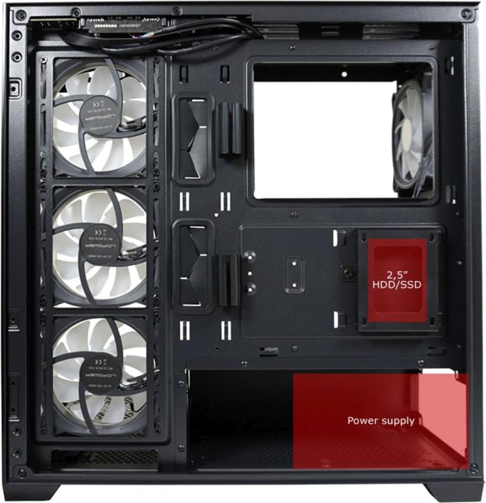 Actual product image LC-Power Housing MidiTower 715B black USB3.2/Audio,without power supply,SEAMLESS X (mATX, Mini-ITX, ATX)