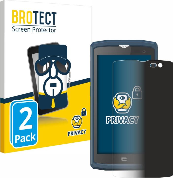 Productafbeelding BROTECT Anti-spionnetje privacyfolie Beschermfolie tegen blauw licht (2 Stuk, Crosscall Core-X3)