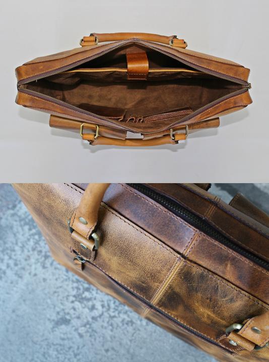 Actual product image Only-Bags.Store Genuine Leather Briefcase, Laptop Bag, Office Shoulder Bag, Messenger Bag, Christmas Gift (15.60")