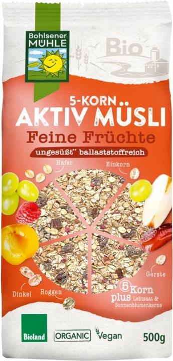 Produktbild Bohlsener Mühle 5-Korn Aktiv Müsli Feine Früchte Bio (500 g)