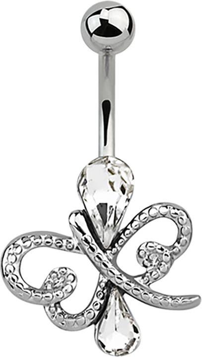 Produktbild Star Piercing Banane silber Schmetterling mit Kristalltropfen silber (Chirurgenstahl 316L)