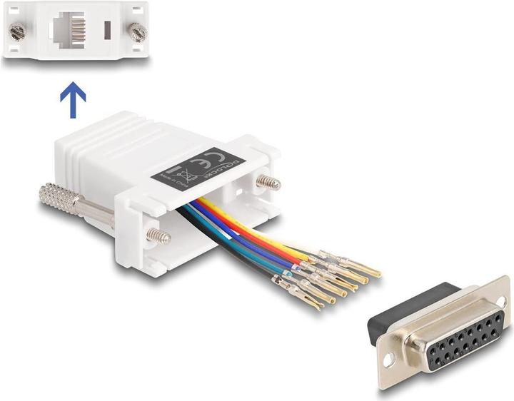 Produktbild Delock 67088 - D-Sub 15 Pin Buchse zu RJ12 Buchse Montagesatz weiss