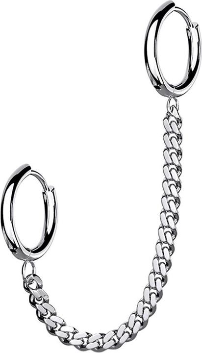 Hollywood Body Jewelry Ohrring silber Kette mit Ohrring (ohne Messing, Chirurgenstahl 316L)