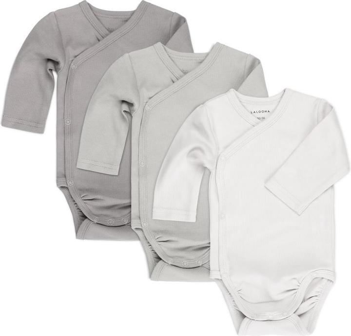 La Loona LaLoona Baby-Bodys & Wickelbodys Wickelbody Langarm 3er Pack - Natur - (56)