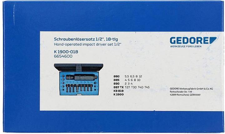 Image du produit Gedore Screw loosener set 1/2. 18 pcs.