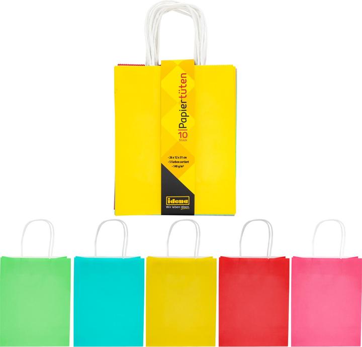 Immagine prodotto Idena Sacchetti di carta 10s 26x31cm 5 colori FSC mix (Borsa da regalo, 10 x)