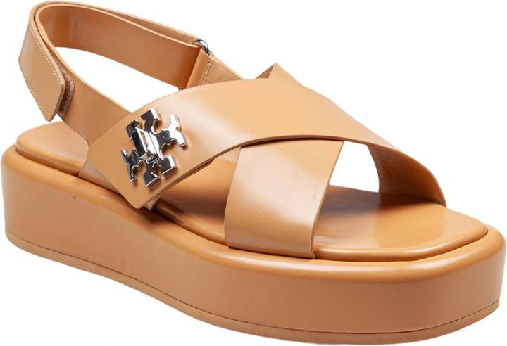 Actual product image Tory Burch t lock sandal with platform in leather color cantucci (37)