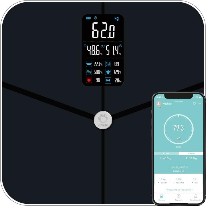 Produktbild Fitleap Waage mit Körperfett- & Muskelanalyse Digitale Personenwaage (0.18 kg)