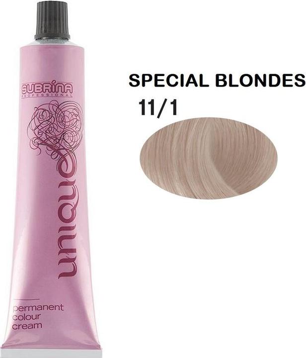 Produktbild Konjac Sponge Vopsea de par permanenta Subrina Professional Unique 11/1, Blond Special Cenusiu, 100ml (11, 1 Special Ash Blond)
