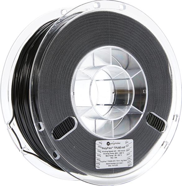 Produktbild Polymaker PolyFlex TPU95-HF - Black - 1.75mm (TPU, 1.75 mm, 1000 g, Schwarz)
