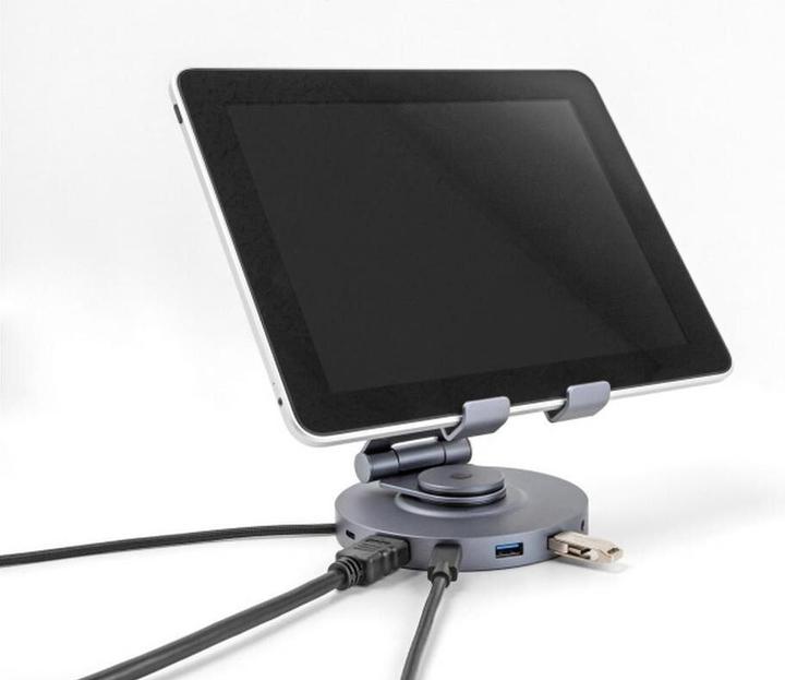 Produktbild Delock Tablet und Notebook Dockingstation 4K mit integrierter Halterung - HDMI / USB / Hub / SD / Mi (USB-C, 2 Ports)