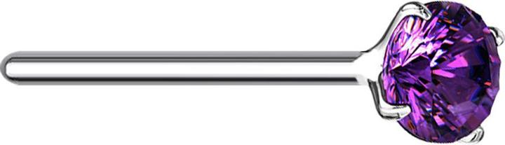 Actual product image Star Piercing Nasenstecker biegen silber runder Kristall violett gefasst (without brass, 925 sterling silver)