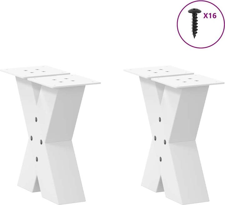 Immagine prodotto VidaXL Gambe per tavolino da caffè a forma di X 2 pz. Gamba per tavolo in acciaio bianco 30x(30-31) cm