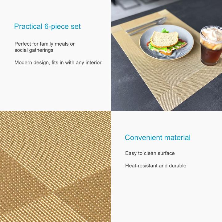 Image du produit Intirilife 6x set de table set de table dessous de plat effaçable résistant à la chaleur (6 x)
