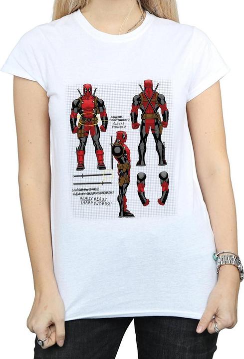 Actual product image Womens/Ladies Deadpool Action Figure Plans Cotton T-Shirt (XL)