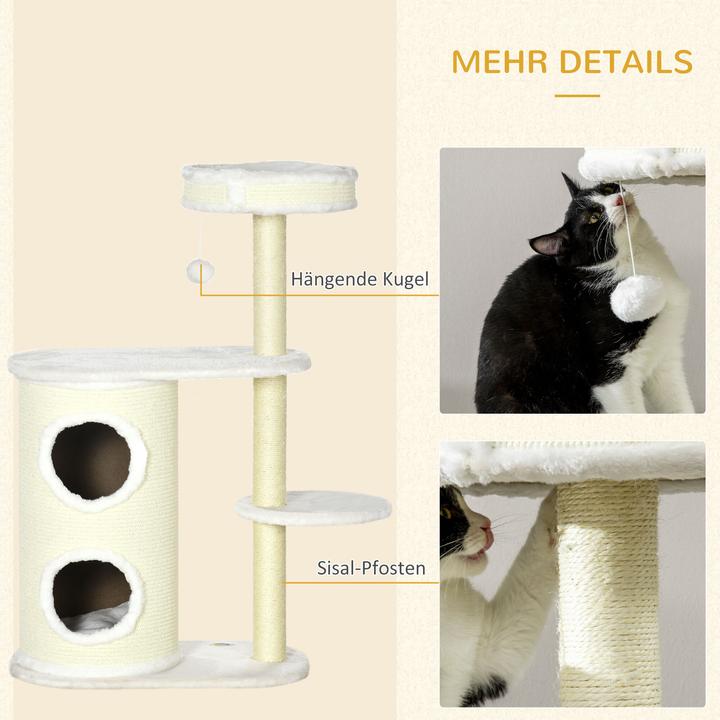 Actual product image PawHut Scratching post with scratching tray (100 cm, Cream white)
