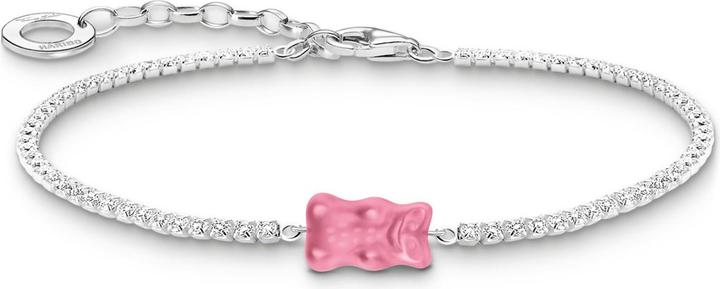Actual product image Thomas Sabo Tennisarmband mit pinkfarbenem Goldbären und Steinen Silber (19 cm, Silver 925)