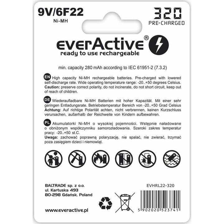 Energy Label Everactive Professional Line (1 pcs., 9V Block, 320 mAh)