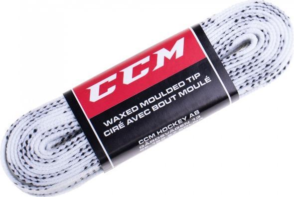 CCM Proline Team Wax Hockey Laces (White, 96"/244cm) (244 cm)