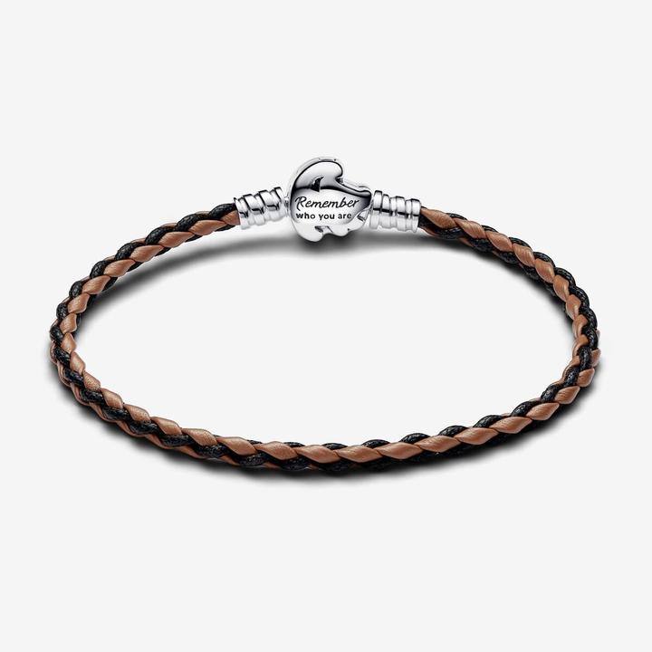 Immagine prodotto Pandora Bracciale in pelle intrecciata Disney Il Re Leone Clasp Moments (17.50 cm, Cuoio, Argento)