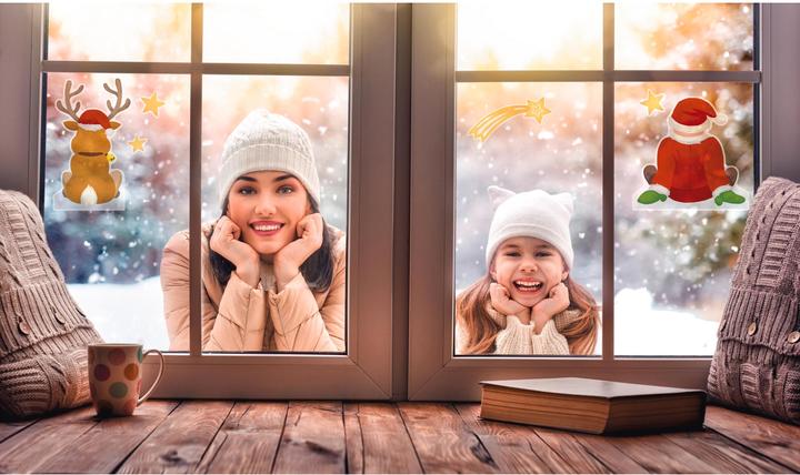 Produktbild Avery Dennison Zweckform ZDesign Weihnachts-Fensterbild Niko/Rentier transparent, bunt bedruckte Folie, Blattforma