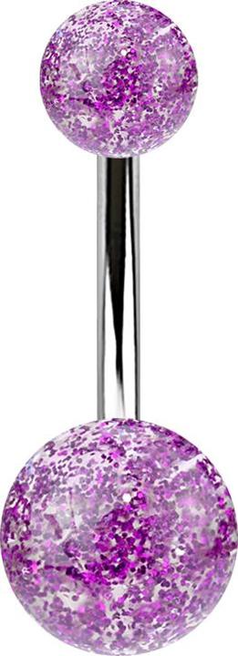 Actual product image Star Piercing Banana silver with two glitter balls purple (Acrylic, without brass, Surgical steel 316L)