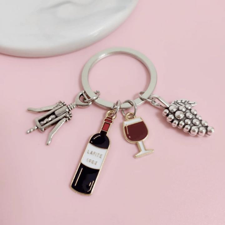Immagine prodotto PhoneLook Porte-clés pendenti métallique bouteille verre de vin et grappe de raisin