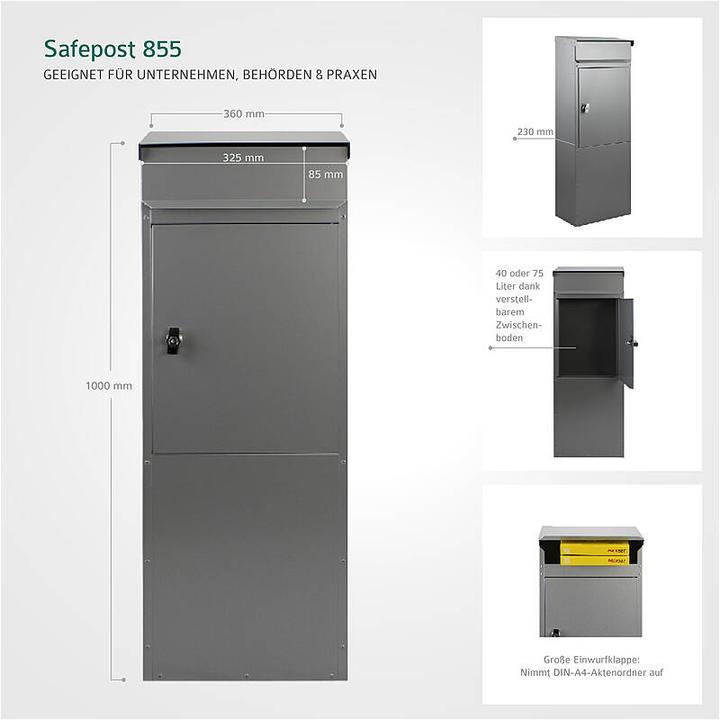 Actual product image SafePost 855 Letterbox anthracite grey