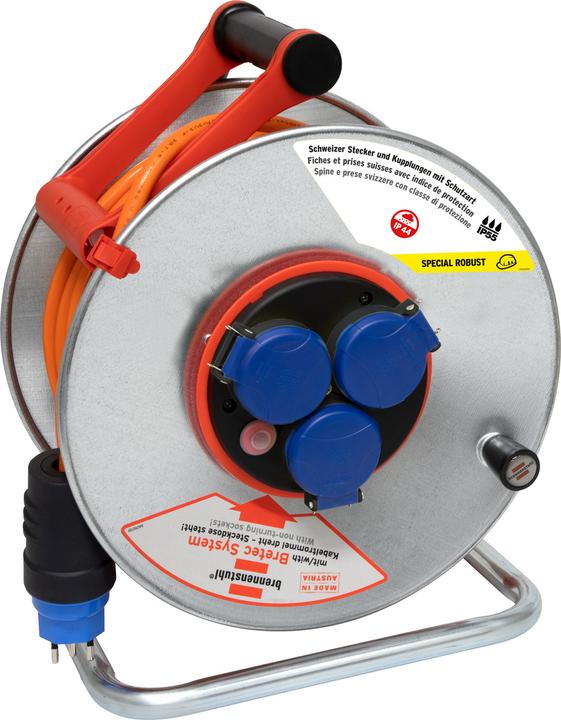 Brennenstuhl Garant SK + Bretec 290 IP44 cable drum 33m AT-N07V3V3-F 3G1,5, plug T12/10A (IP55), 3-fold S (33.33 m, 1.50 mm²)