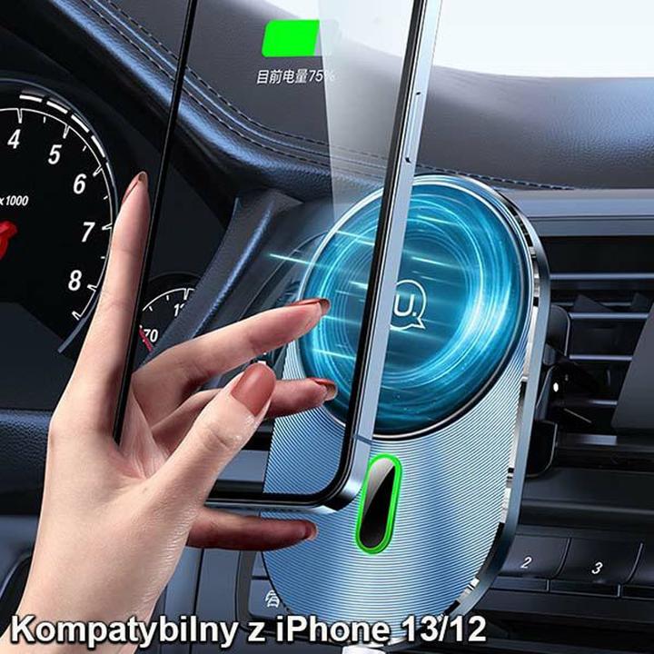 Actual product image Usams Uchwyt indukcyjny Magnetic Car Wireless Charging 15W do kratki went. szary/grey CD170DZ01 (US-