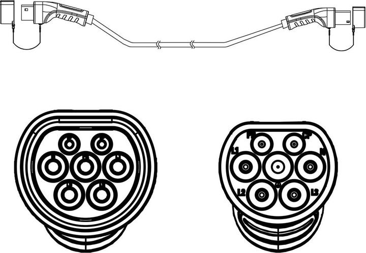 Actual product image Roline E-car charging cable Type2, 1-phase (Type 2, 7.40 kW, 32 A, 3 m)