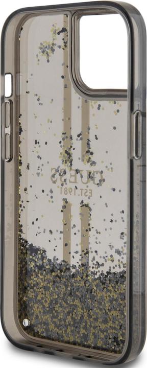 Actual product image Guess GUHCP15SLFCSEGK iPhone 15 / 14 / 13 6.1" czarny/black hardcase Liquid Glitter Gold Stripes (Apple iPhone 15)