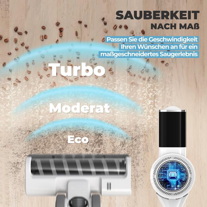 Immagine prodotto KLAMER Akkustaubsauger, 420 Watt, 2 Akkus und mit verschiedenen Aufsätzen