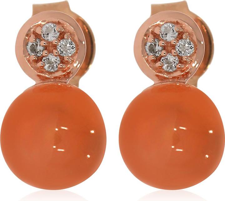 Image du produit Xen Boucles d'oreilles avec pierre de lune Peach et topaze blanche env. 3,77 ct. plaqué or rose (Argent sterling 925)