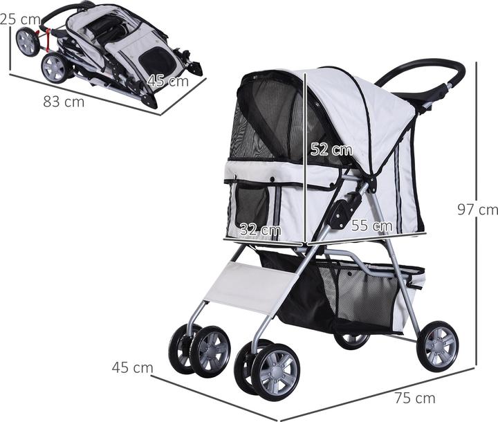 Image du produit PawHut Chariot pour chiens avec grillage (Chien, Pliable)