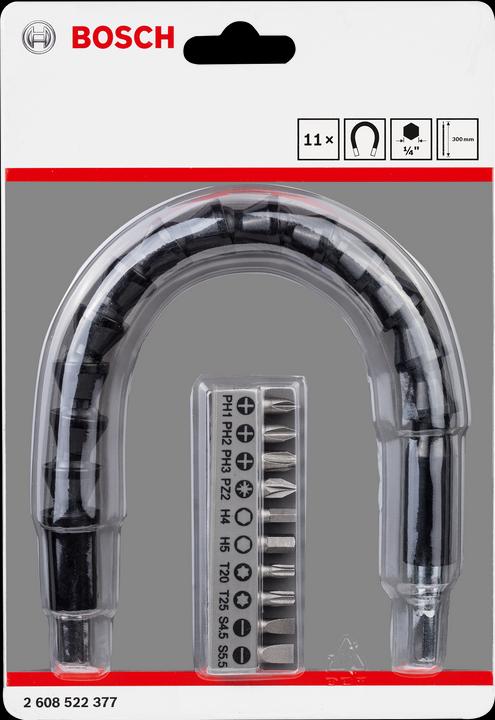 Produktbild Bosch Professional Zubehör 11 Stk. flexible Verlängerung aus Kunststoff SDB (Kreuz Phillips PH M1, Kreuz Phillips PH M2, Kreuz Phillips PH M3, Kreuz Pozidriv PZ M2, Innensechsrund TX M20, Innensechsrund TX M25, Sechskant (hexagonal) M4, Sechskant (hexagonal) M5)