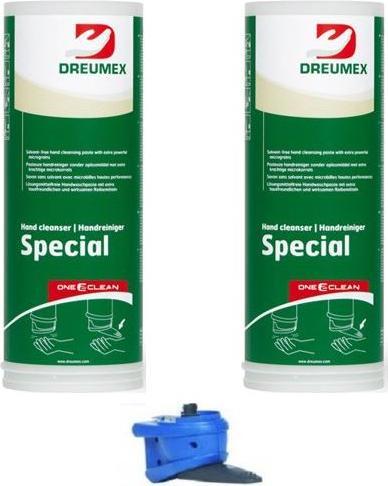 Immagine prodotto Dreumex 10430001030 Handreiniger One2Clean Special 2 x Kartusche 3 Liter + Spender Anleitung (3000 ml)