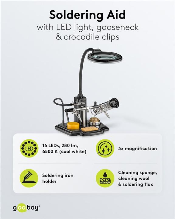 Produktbild Goobay Löthilfe mit LED-Leuchte (Stütze/Hand)