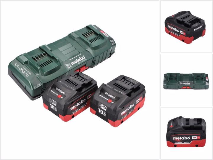 Metabo 18 V Basis Set 2x Akku 10,0 Ah LIHD + ASC 145 DUO Doppelladegerät CAS System (18 V)
