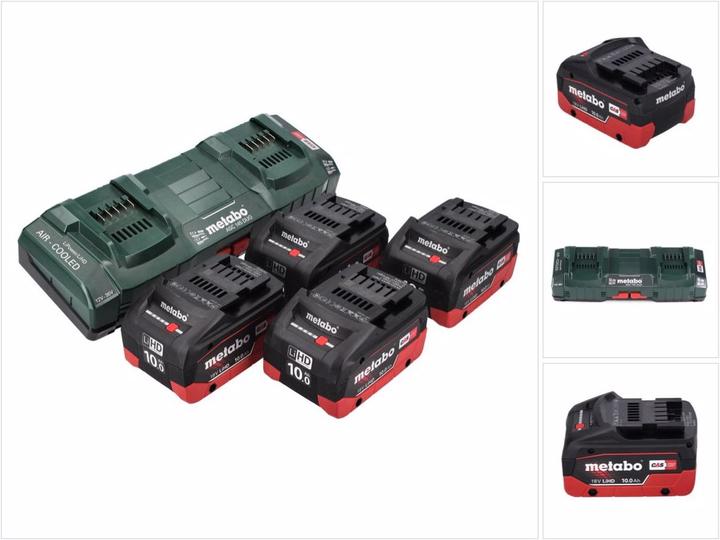 Image du produit Metabo Kit de base 18 V 4x batterie 10,0 Ah LIHD + ASC 145 DUO chargeur double système CAS (18 V)